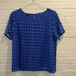Talbots Royal Blue Circle Pattern Blouse